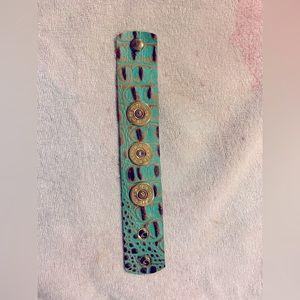 Turquoise western leather cuff